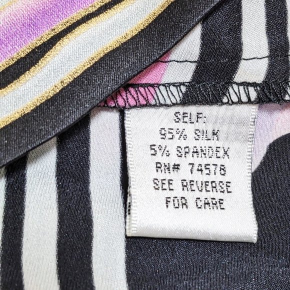 CACHE Silk Satin Top with Draped Collar in Black & Orchid Pink NWT - Picture 8 of 8